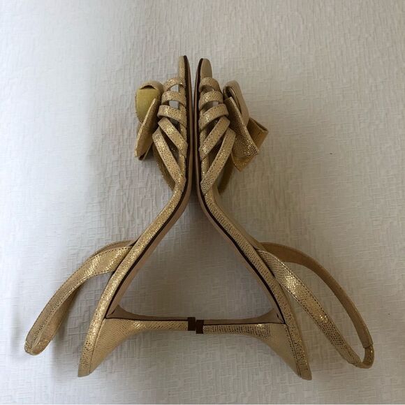 NEW Kate Spade Maribeth Gold Metallic Bow Slingback Pumps Sz 7 - Picture 7 of 14